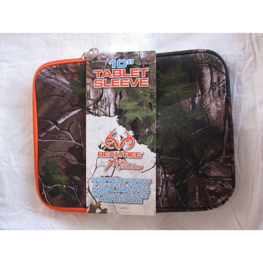 NEW 10"‎ Tablet iPad Sleeve RealTree xtra Camo Neoprene Eggshell Hunter Orange!